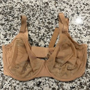 SKIMS Unlined Mesh Demi No-Show Bra 34 DDD in CLAY